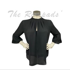 Black Ann Taylor Keyhole Layered Sleeve Blouse Size Small
